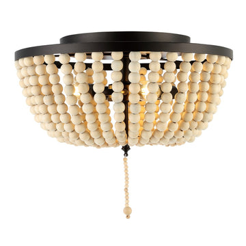 Allison 15" Wood Beaded/Metal LED Flush Mount - JONATHAN Y